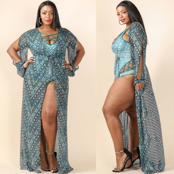 Printed mesh cover-up. COVER-UP ONLY!! OLIVE - Picture 4 of 8